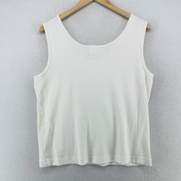 DEBRA DEROO Tank Top XL Ribbed Jersey Scoop Neck Sleeveless White - Picture 2 of 12